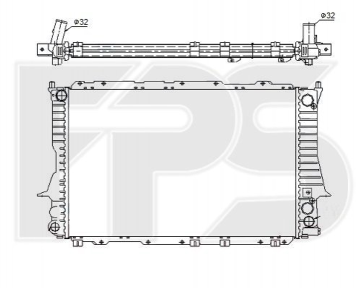 Радіатор охолодження двигуна FPS FP 12 A458 Audi 100, A6 4A0121251Q, 4A0121251L, 4A0121251K - зображення 1