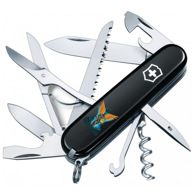 Ніж Victorinox Huntsman Ukraine Black Янгол ЗСУ (1.3713.3_T1061u) - зображення 1