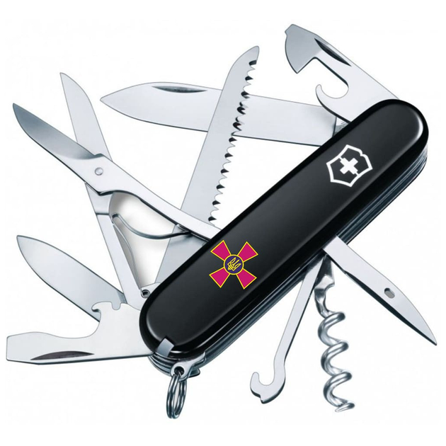 Нож Victorinox Huntsman Army Black Емблема ЗСУ (1.3713.3_W0010u) - изображение 1