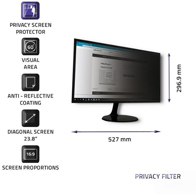Фільтр Qoltec для захисту персональних даних 16:9 23.8" (5901878510590) - зображення 3