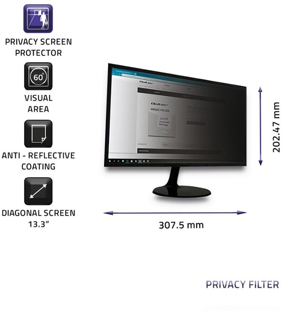 Filtr Qoltec prywatyzujący Rodo do Apple MacBook Pro Retina 2012-2015 13.3" (5901878510682) - obraz 2