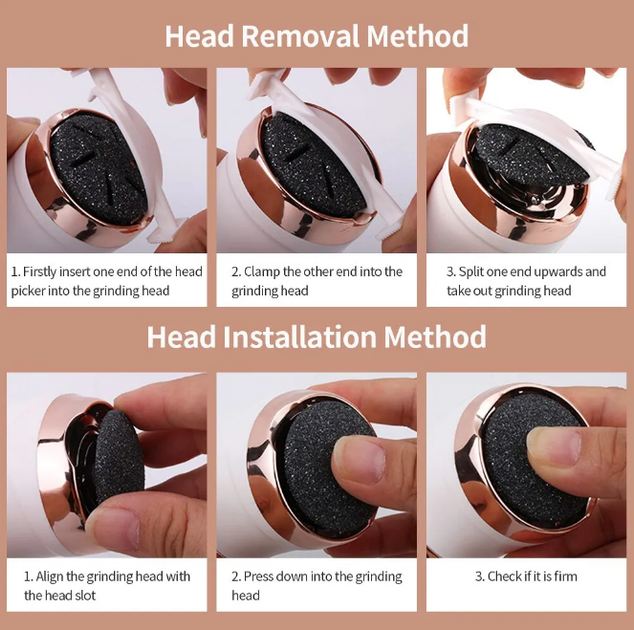 Электрическая пилка-пемза для пяток для педикюра Rechargeable Callus Remover MT-510 с LCD дисплеем - изображение 5