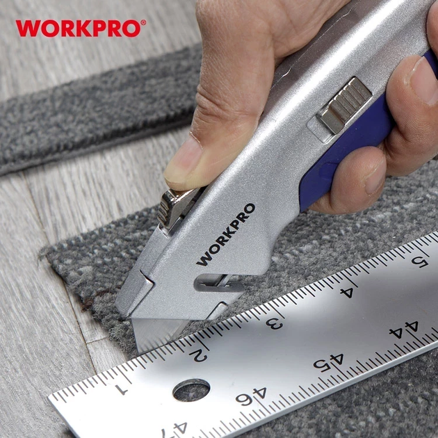 Нож строительный с выдвижным трапециевидным лезвием WORKPRO W013010 - Фото 8 Нож строительный с выдвижным трапециевидным лезвием WORKPRO W013010 - изображение 8