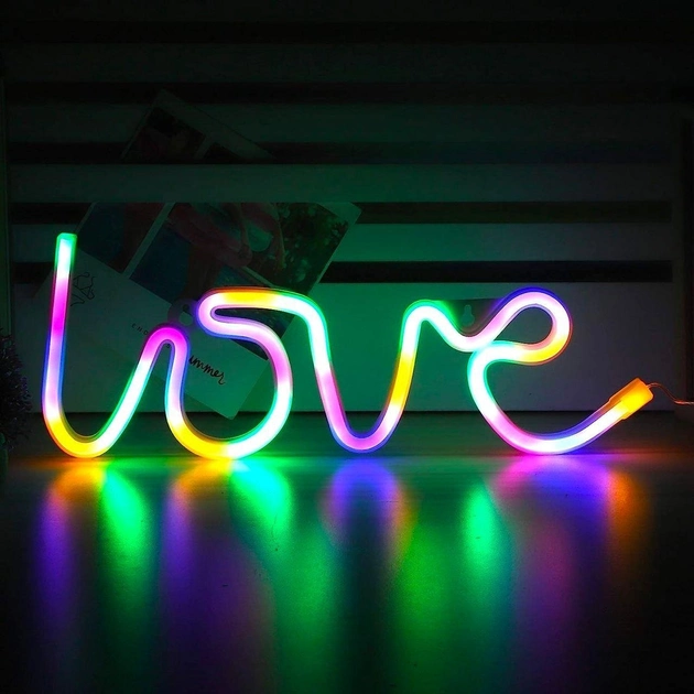 Неоновый светильник Neon Lights "Любовь" Ночник декоративный настенный LED лампа (USB, 3хАА) Разноцветный - изображение 5
