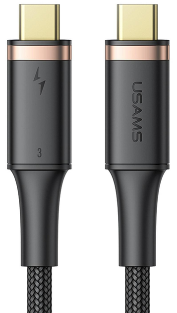 Kabel Usams U72 USB Typ-C na USB Typ-C 100 W PD Thunderbolt 3 5 A 0.8 m Czarny (6958444977287) - obraz 1