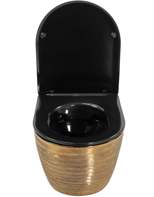 Підвісний унітаз REA CARLO FLAT BRUSHED GOLD BLACK золотий - зображення 4