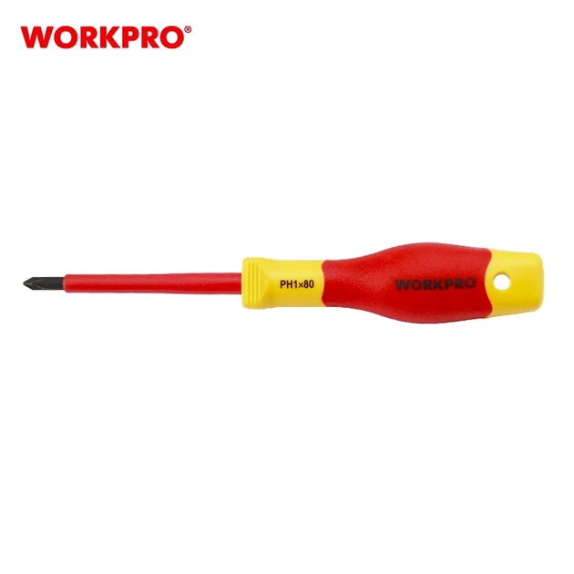 Отвертка диэлектрическая крестовая WORKPRO PH1x80мм EN/IEC 60900 10000V PRO PLUS WP341008 - Фото 2 Отвертка диэлектрическая крестовая WORKPRO PH1x80мм EN/IEC 60900 10000V PRO PLUS WP341008 - изображение 2