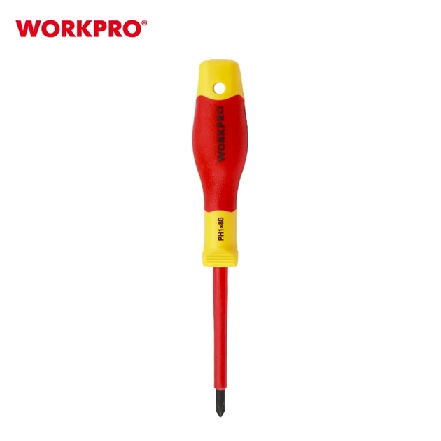 Отвертка диэлектрическая крестовая WORKPRO PH1x80мм EN/IEC 60900 10000V PRO PLUS WP341008 - Фото 3 Отвертка диэлектрическая крестовая WORKPRO PH1x80мм EN/IEC 60900 10000V PRO PLUS WP341008 - изображение 3