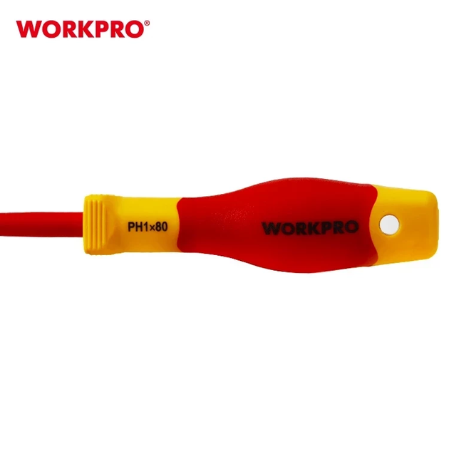 Отвертка диэлектрическая крестовая WORKPRO PH1x80мм EN/IEC 60900 10000V PRO PLUS WP341008 - Фото 5 Отвертка диэлектрическая крестовая WORKPRO PH1x80мм EN/IEC 60900 10000V PRO PLUS WP341008 - изображение 5