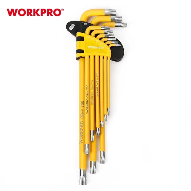 Набор ключей шестигранных метрических с длинным рычагом WORKPRO 9шт. TORX CR-V PRO PLUS WP222008 - Фото 1 Набор ключей шестигранных метрических с длинным рычагом WORKPRO 9шт. TORX CR-V PRO PLUS WP222008 - изображение 1