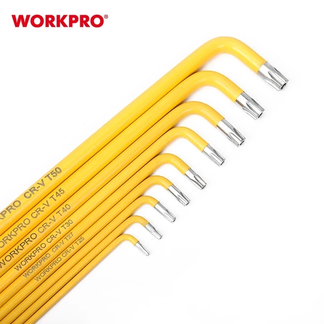 Набор ключей шестигранных метрических с длинным рычагом WORKPRO 9шт. TORX CR-V PRO PLUS WP222008 - Фото 6 Набор ключей шестигранных метрических с длинным рычагом WORKPRO 9шт. TORX CR-V PRO PLUS WP222008 - изображение 6