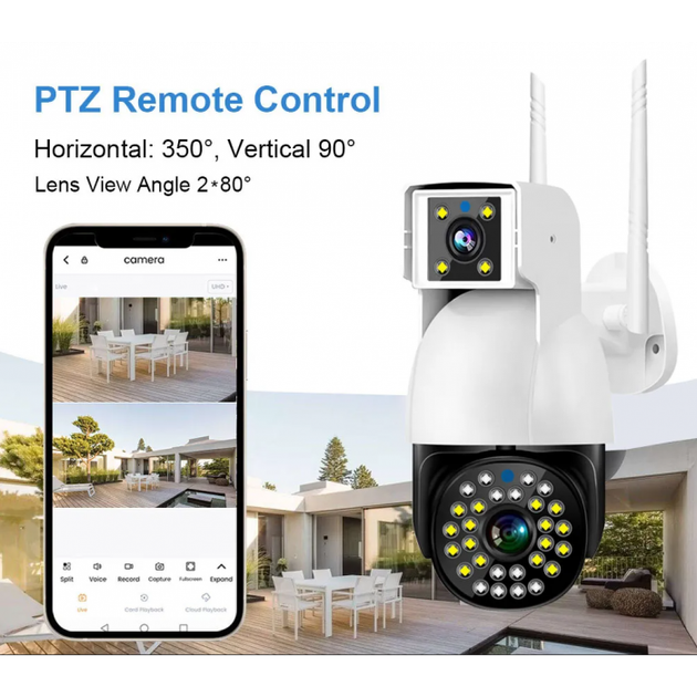 Камера видеонаблюдения двухобъективная уличная поворотная CyberGuard SC-01 WIFI IP 360/90 V380PRO 2+2.0mp датчик движения - изображение 4