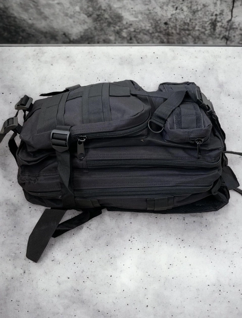 Рюкзак тактический Assault Army 25 литров 46x31x16 черный 8312 - изображение 2