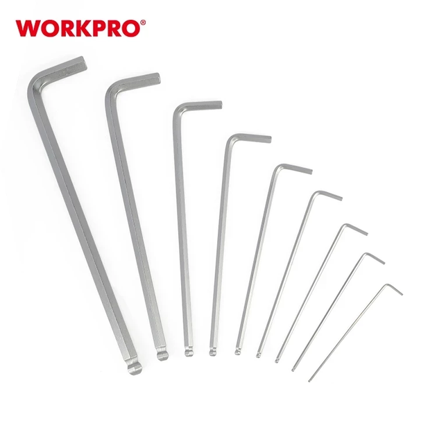 Набор ключей шестигранных метрических с длинным рычагом WORKPRO 9шт. с шариковым окончанием S2 PRO WP222007 - Фото 2 Набор ключей шестигранных метрических с длинным рычагом WORKPRO 9шт. с шариковым окончанием S2 PRO WP222007 - изображение 2