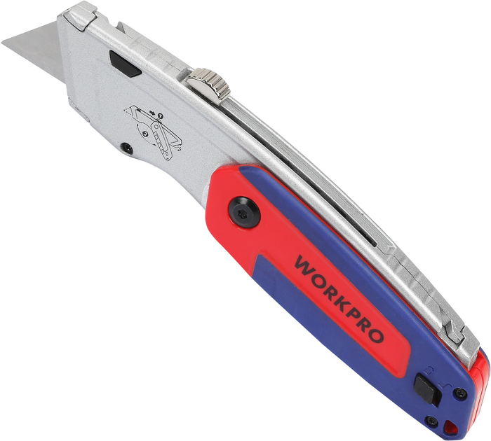 Нож трапециевидный алюминиевый с двумя типами лезвий WORKPRO PRO PLUS WP213016 - изображение 2