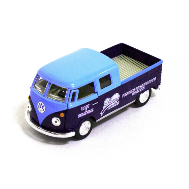 Дитяча модель Volkswagen Bus Double Cab Pickup Delivery 1963 Kinsmart KT5396W інерційна 1:34 Blue - Фото 1 Дитяча модель Volkswagen Bus Double Cab Pickup Delivery 1963 Kinsmart KT5396W інерційна 1:34 Blue - зображення 1