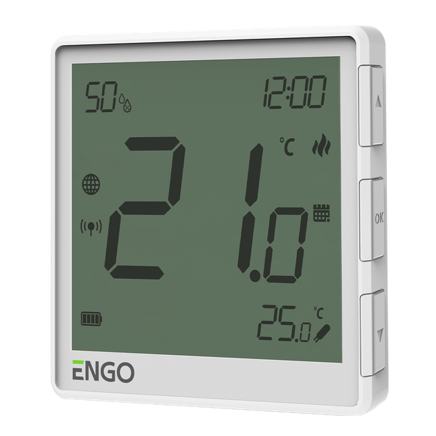 Natynkowy termostat internetowy ZigBee 3.0, zasilanie Li-ion 3,7V (biały) Engo EONE-BATW (5904665764152) - obraz 2