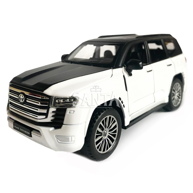 Іграшкова машинка металева Toyota Land Cruiser 300 twin turbo, тойота ленд крузер, чорно-білий, звук, світло, інерція, відчин двері, багажник, капот, 1:32, 15*7*6см (ТК-15607) - Фото 2 Іграшкова машинка металева Toyota Land Cruiser 300 twin turbo, тойота ленд крузер, чорно-білий, звук, світло, інерція, відчин двері, багажник, капот, 1:32, 15*7*6см (ТК-15607) - зображення 2