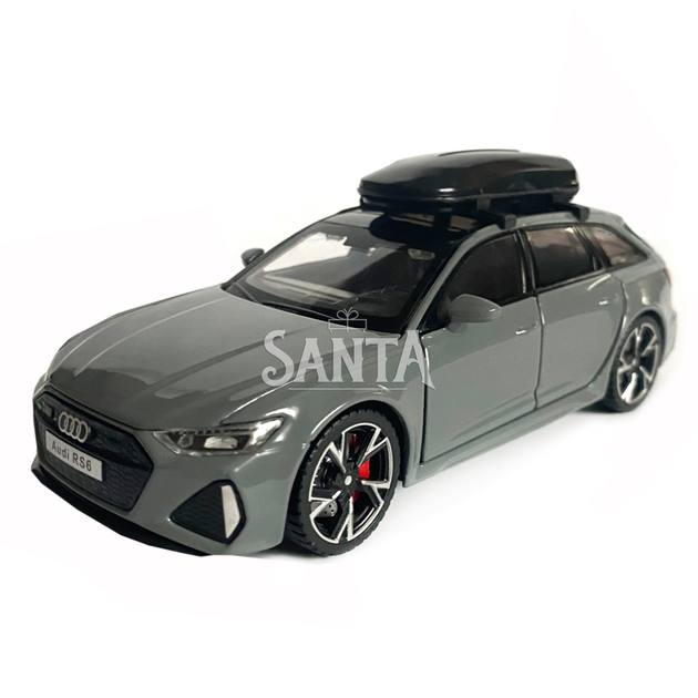 Игрушечная машинка металлическая Audi RS6, ауди, серая, звук, свет
