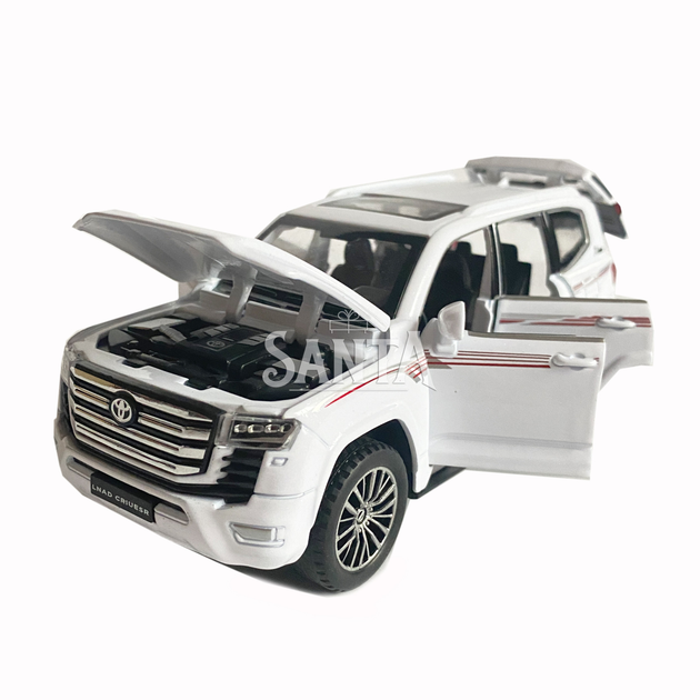Игрушечная машинка металлическая Toyota Land Cruiser 300, тойота ленд крузер, белый, звук, свет, инерция, откр двери, багажник, капот, 1:32, 15*7*6см (ТК-18010) - изображение 5