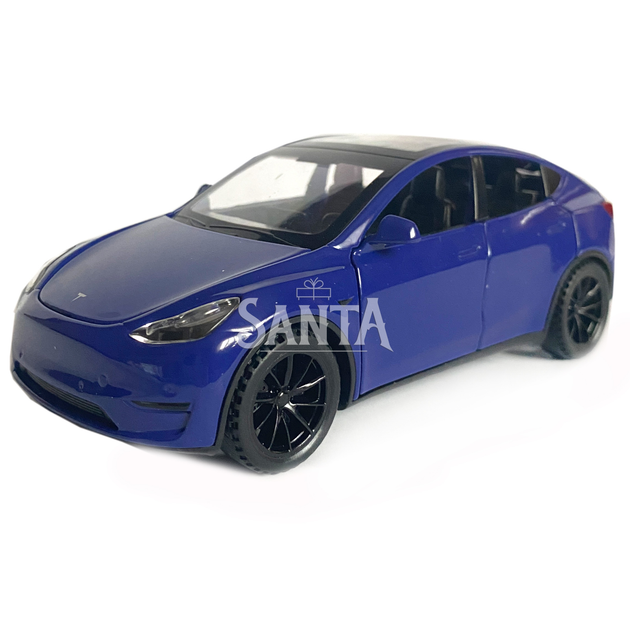 Игрушечная машинка металлическая Tesla Y, тесла, синяя, звук, свет, инерция, откр двери, багажник, капот, Автоэксперт, 1:32, 14,5*6*6см (ТК-16723) - изображение 2