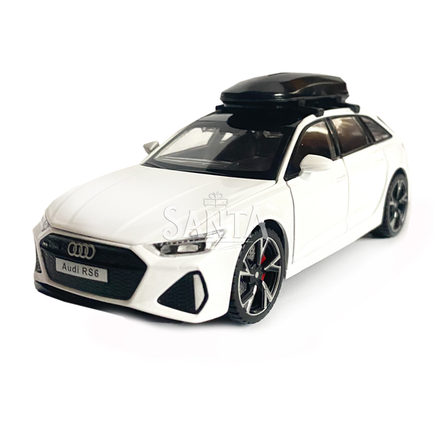 Іграшкова машинка металева Audi RS6, ауді, біла, звук, світло