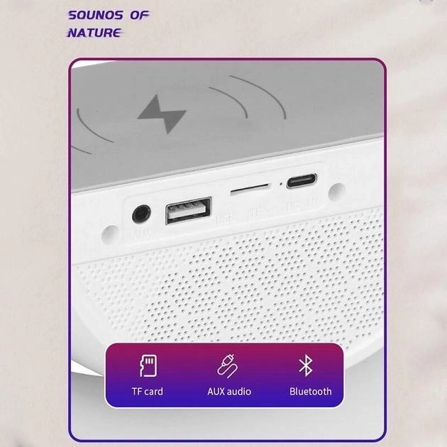 Колонкою Bluetooth 3W з бездротовою Qi зарядкою WOW BT-2301 3в1 Нічник LED лампа 256 режимів Біла - зображення 8