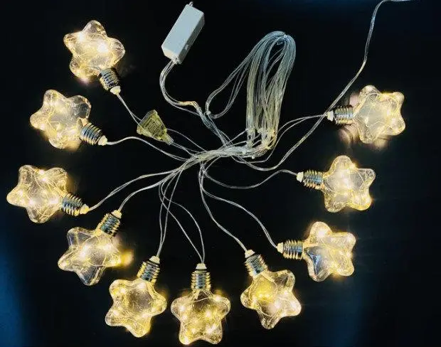 Светодиодная гирлянда Штора Звезды с росой 10 шт. LED 3х0.6м Теплый белый - изображение 3