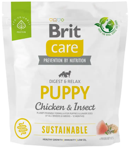 Сухой корм для щенков всех пород с протеинами насекомых и курицей Brit Care Dog Sustainable Puppy 1 кг - Фото 1 Сухой корм для щенков всех пород с протеинами насекомых и курицей Brit Care Dog Sustainable Puppy 1 кг - изображение 1