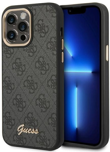 Etui plecki Guess 4G Vintage Gold Logo do Apple iPhone 14 Pro Max Black (3666339065232) - obraz 1