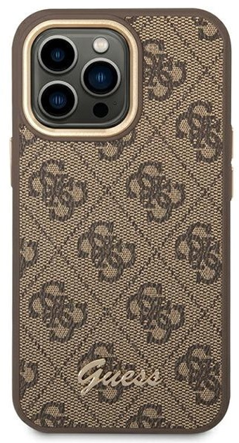 Etui plecki Guess 4G Vintage Gold Logo do Apple iPhone 14 Pro Max Brown (3666339065270) - obraz 2