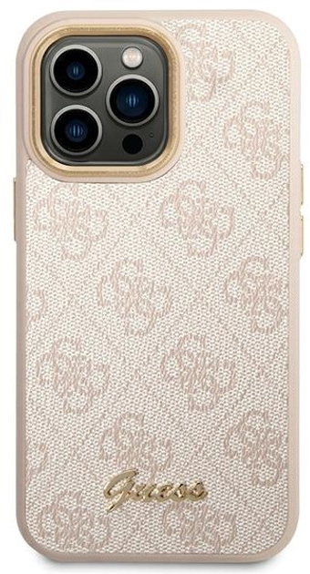 Etui plecki Guess 4G Vintage Gold Logo do Apple iPhone 14 Pro Max Pink (3666339065355) - obraz 2