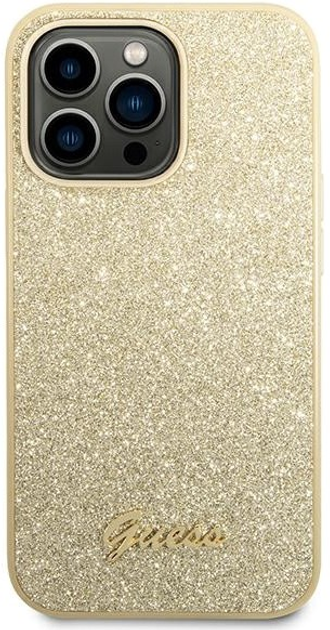 Etui plecki Guess Glitter Script do Apple iPhone 14 Pro Max Gold (3666339065119) - obraz 2