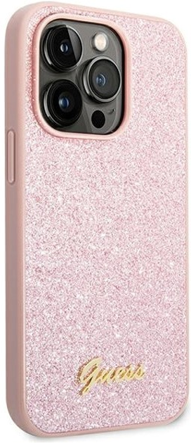 Etui plecki Guess Glitter Script do Apple iPhone 14 Pro Max Pink (3666339065072) - obraz 3