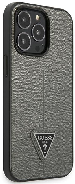 Etui plecki Guess Saffiano Triangle Logo do Apple iPhone 14 Pro Max Silver (3666339065478) - obraz 3