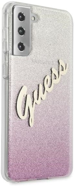Панель Guess Glitter Gradient Script для Samsung Galaxy S21 Plus Рожевий (3700740495988) - зображення 3