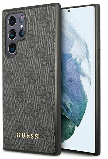 Etui plecki Guess 4G Metal Gold Logo do Samsung Galaxy S23 Ultra Grey (3666339116972) - obraz 1