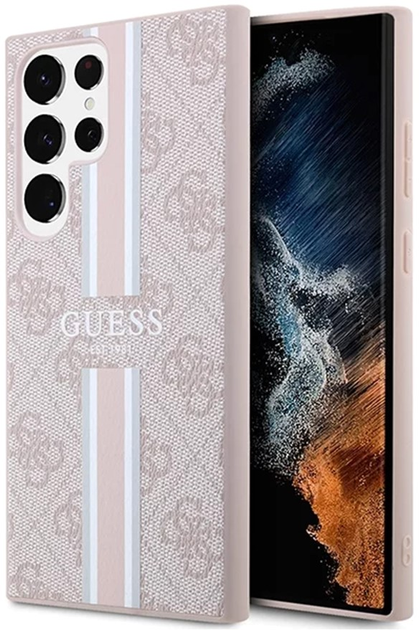 Панель Guess 4G Printed Stripe для Samsung Galaxy S23 Ultra Рожевий (3666339117511) - зображення 1