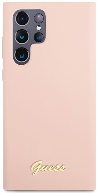 Etui plecki Guess Silicone Script Metal Logo do Samsung Galaxy S23 Ultra Pink (3666339115043) - obraz 2