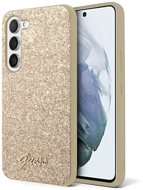 Панель Guess Glitter Script для Samsung Galaxy S23 Золотий (3666339114787) - зображення 1