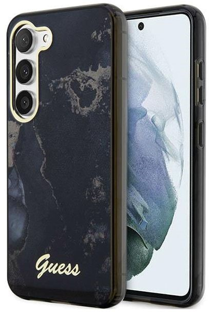 Панель Guess Golden Marble Collection для Samsung Galaxy S23 Чорний (3666339117344) - зображення 1