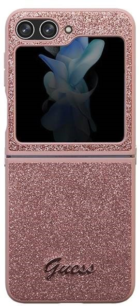 Etui plecki Guess Glitter Script do Samsung Galaxy Z Flip 5 Pink (3666339173999) - obraz 1