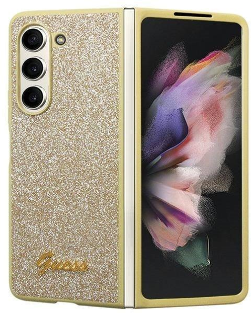 Панель Guess Glitter Script для Samsung Galaxy Z Fold 5 Золотий (3666339173982) - зображення 1