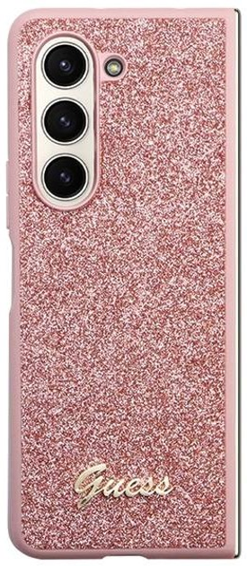 Панель Guess Glitter Script для Samsung Galaxy Z Fold 5 Рожевий (3666339174002) - зображення 1