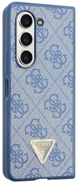 Etui plecki Guess Leather 4G Triangle Strass do Samsung Galaxy Z Fold 5 Blue (3666339174095) - obraz 3
