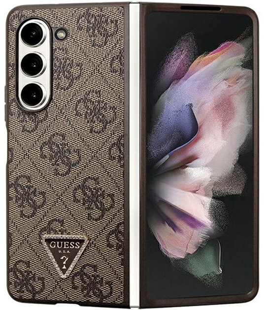 Панель Guess Leather 4G Triangle Strass для Samsung Calaxy Z Fold 5 Коричневий (3666339173920) - зображення 2