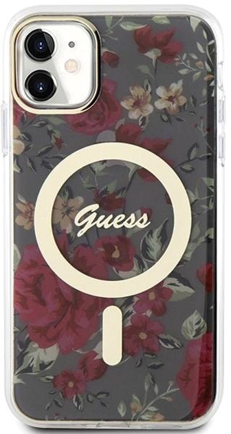 Etui plecki Guess Flower MagSafe do Apple iPhone 11 Khaki (3666339126759) - obraz 1