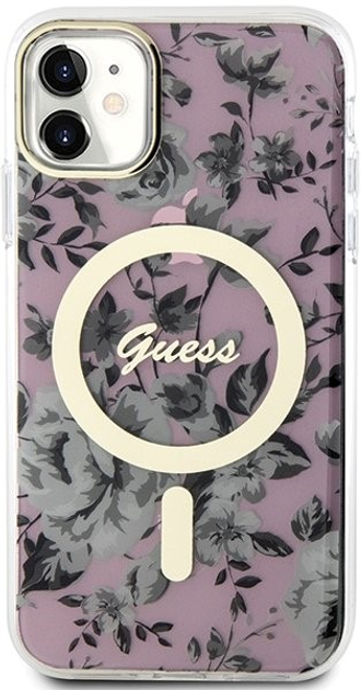 Панель Guess Flower MagSafe для Apple iPhone 11 Рожевий (3666339126711) - зображення 1