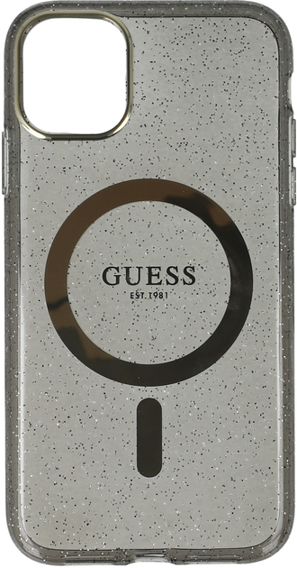 Etui plecki Guess Glitter Gold MagSafe do Apple iPhone 11 Black (3666339125509) - obraz 1