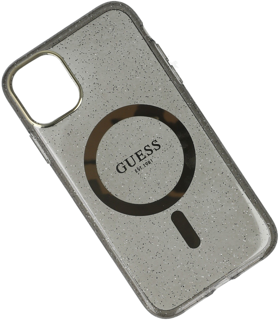 Etui plecki Guess Glitter Gold MagSafe do Apple iPhone 11 Black (3666339125509) - obraz 2